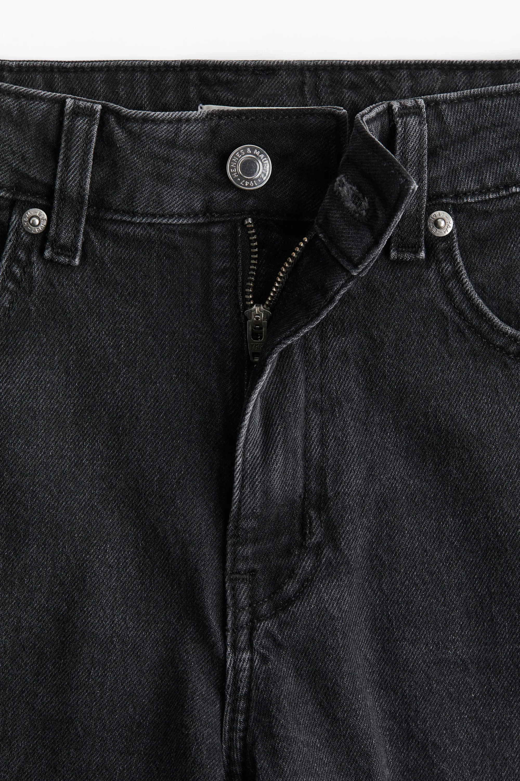 Short taille haute en denim - Gris foncé