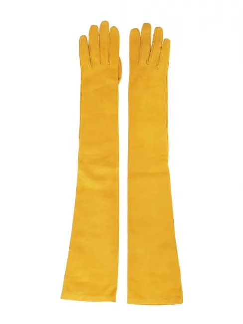 Gants long en suede jaune Prix boutique 650€ Taille 7,5