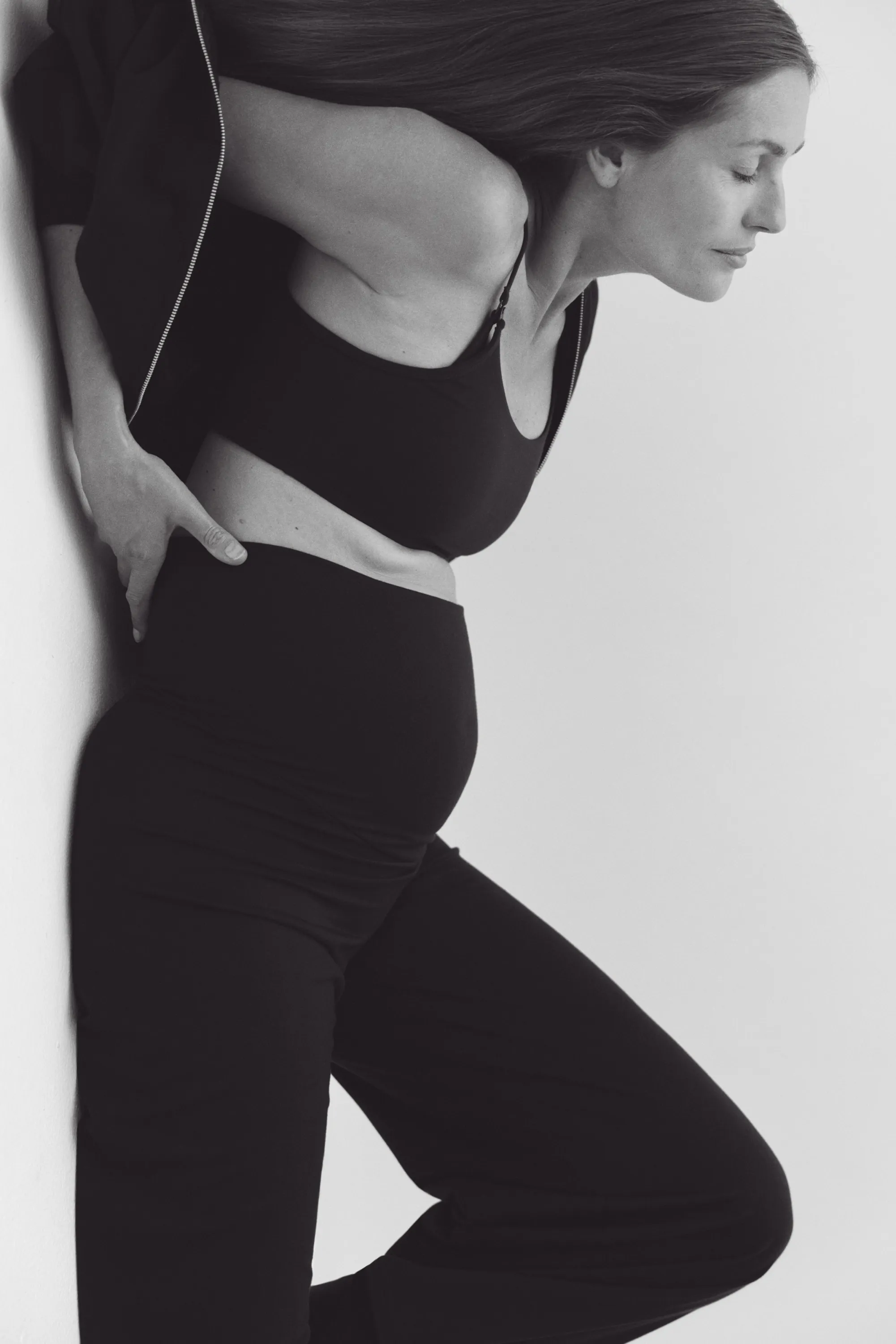MAMA Pantalon de yoga avec ceinture repliée - Noir