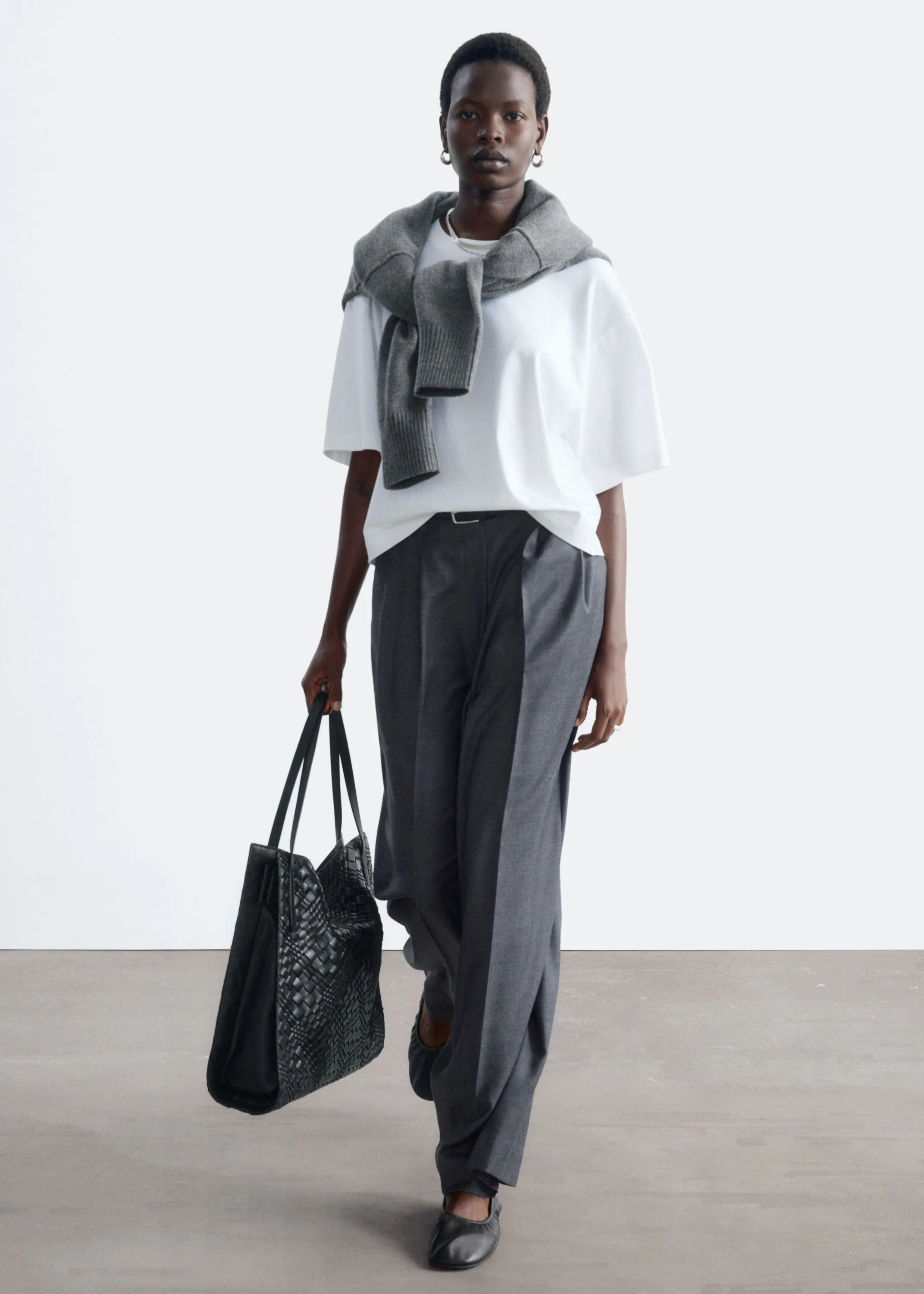 Pantalon habillé à taille haute - Gris