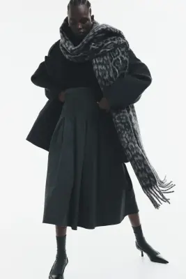 Jupe midi plissée - Gris foncé chiné — photo 1