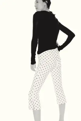 Pantalon Capri imprimé - Crème/pois — photo 3