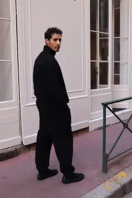 Still By Hand – Cashmere mixed high neck blouson BL04263OS – BLACK — photo 2