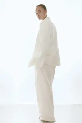 Pantalon chic en lin mélangé - Crème — photo 4