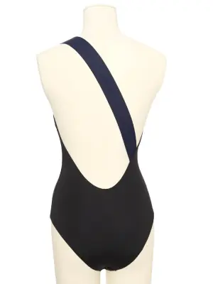 Maillot de bain une pièce asymétrique noir et bleu marine Prix Boutique 500€ Taille XS/S — photo 2
