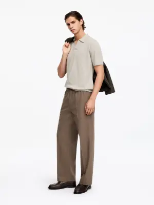 Polo en lin et coton - Taupe clair — photo 2
