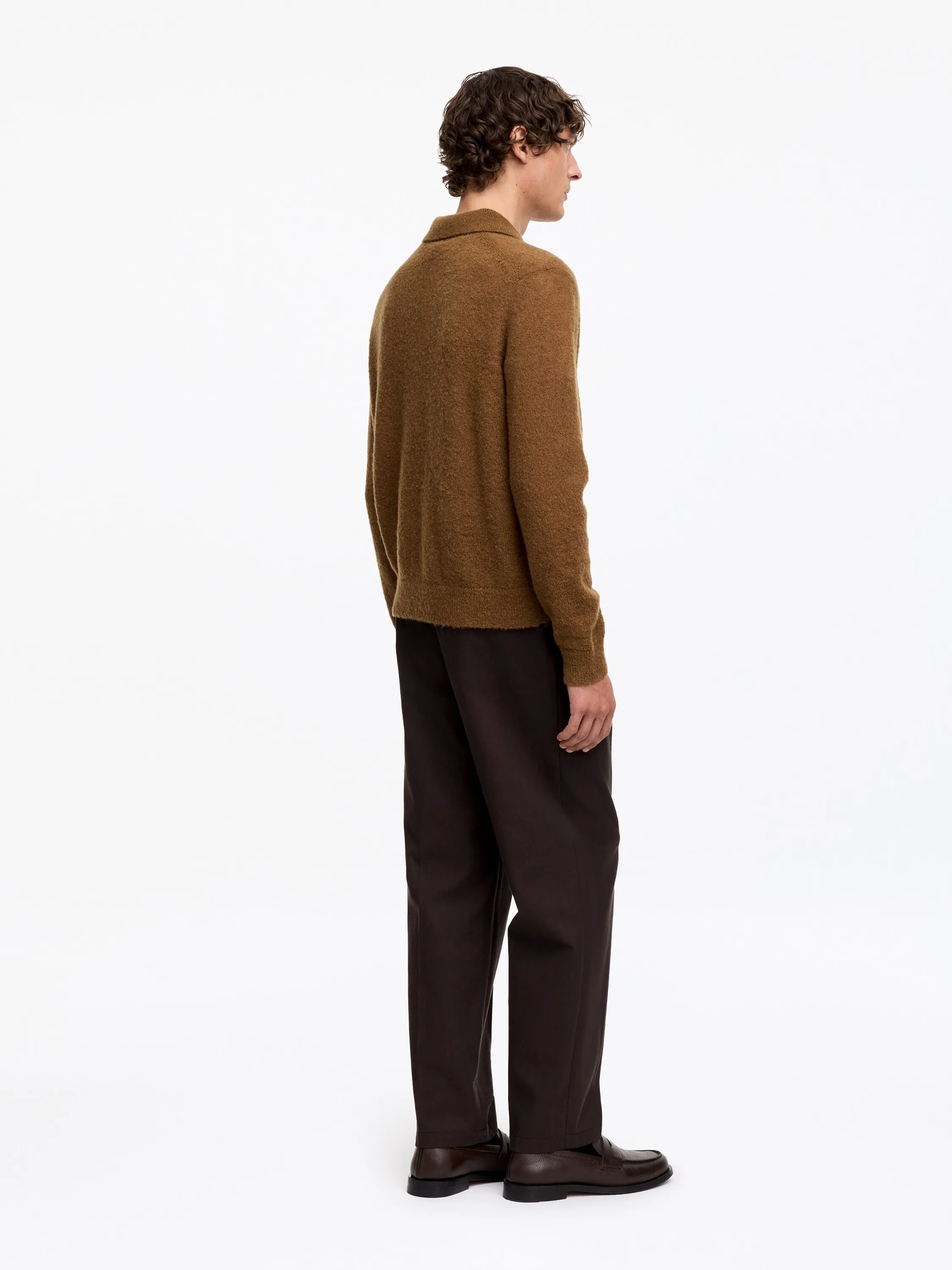 Polo en maille de laine mélangée - Rouille