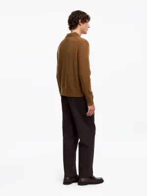 Polo en maille de laine mélangée - Rouille — photo 1