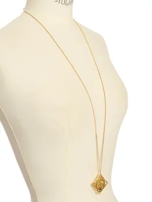 Collier sautoir chaîne fine laiton dorée pendentif losange Prix boutique 600€ — photo 3
