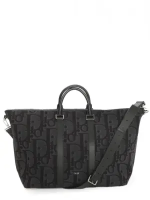 Sac Weekender 40 Toile jacquard Dior Oblique bleu marine et noir avec anse bandoulière Prix boutique 2800€ — photo 1