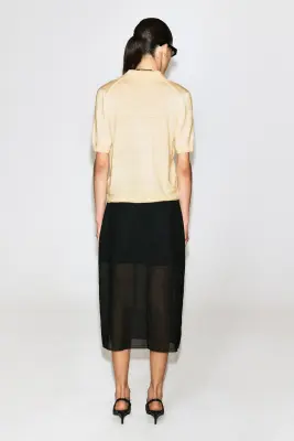 CHEMISE À MANCHES COURTES EN MAILLE DE LIN-MÉRINOS - JAUNE — photo 2