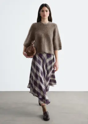 T-shirt en maille de mohair mélangé - Taupe foncé — photo 1