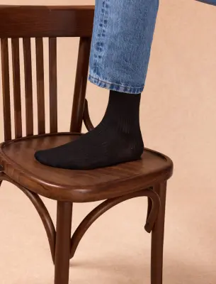 Chaussettes côtelées - Noir — photo 4