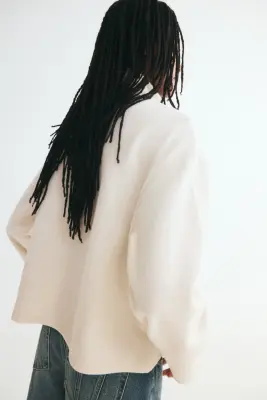 Pull loose avec col cheminée - Crème — photo 3