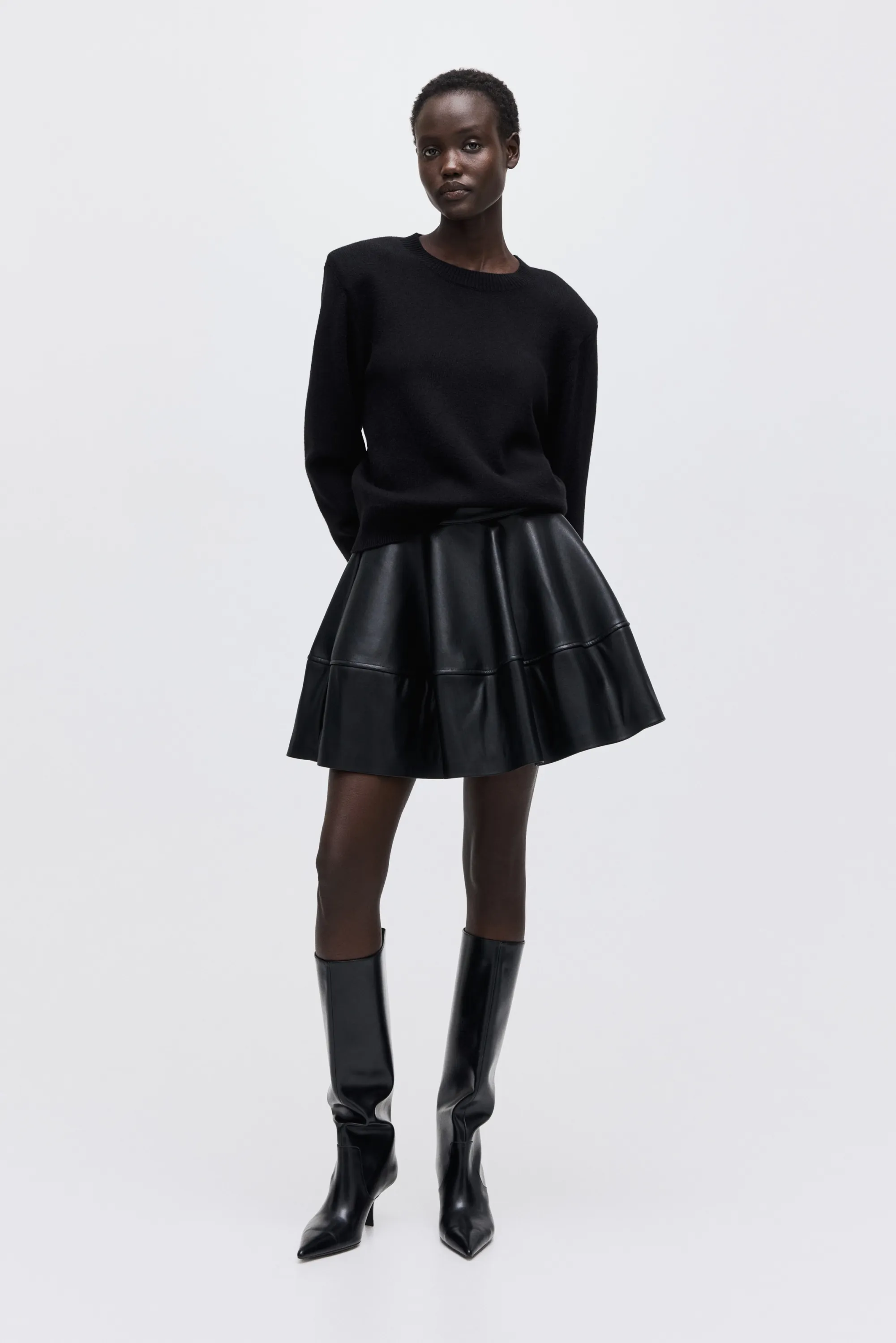 Minijupe en tissu enduit - Noir