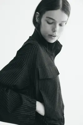 Veste en jersey avec col entonnoir - Noir/rayures tennis — photo 2