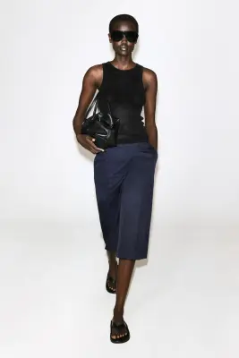 JUPE-CULOTTE TAILLEUR EN SERGÉ DE COTON - BLEU MARINE — photo 1