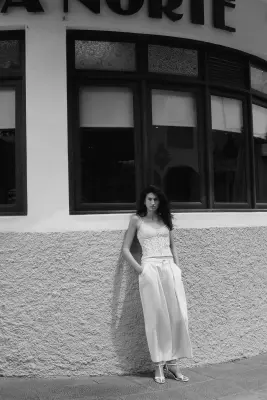 Top façon crochet avec bretelles fines - Beige clair — photo 1