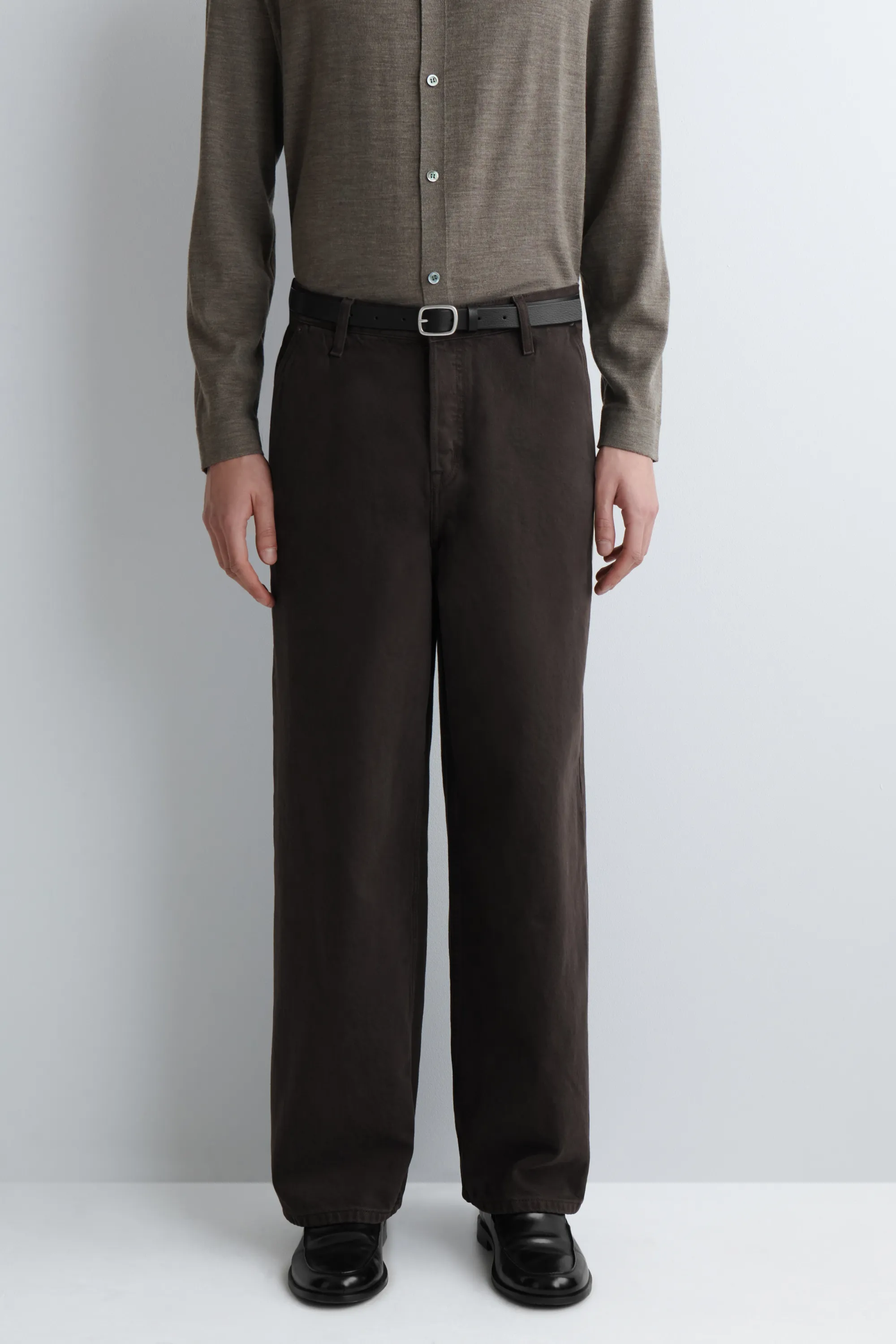 PANTALON OVERSIZE LARGE EN DENIM - BRUN FONCÉ