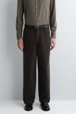 PANTALON OVERSIZE LARGE EN DENIM - BRUN FONCÉ — photo 1