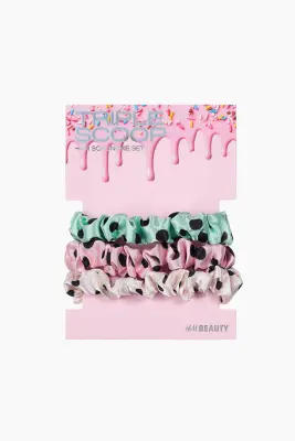 Lot de 3 chouchous à motif - Rose clair/vert menthe — photo 1
