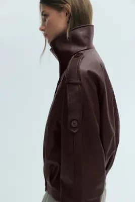 Veste à fermeture croisée avec col entonnoir - Bordeaux — photo 5