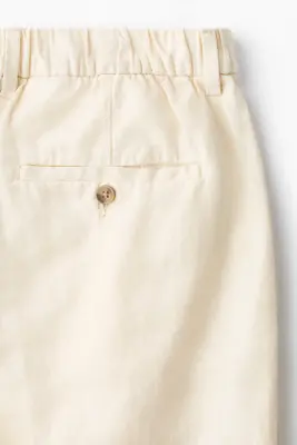 Pantalon large Loose Fit en lin mélangé - Crème — photo 4