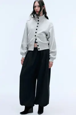 Veste boutonnée en jersey - Mélange gris clair poudré — photo 2
