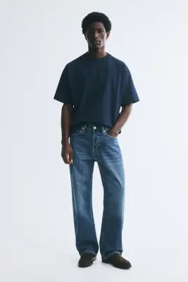 T-shirt Oversized Fit en coton - Bleu marine — photo 2