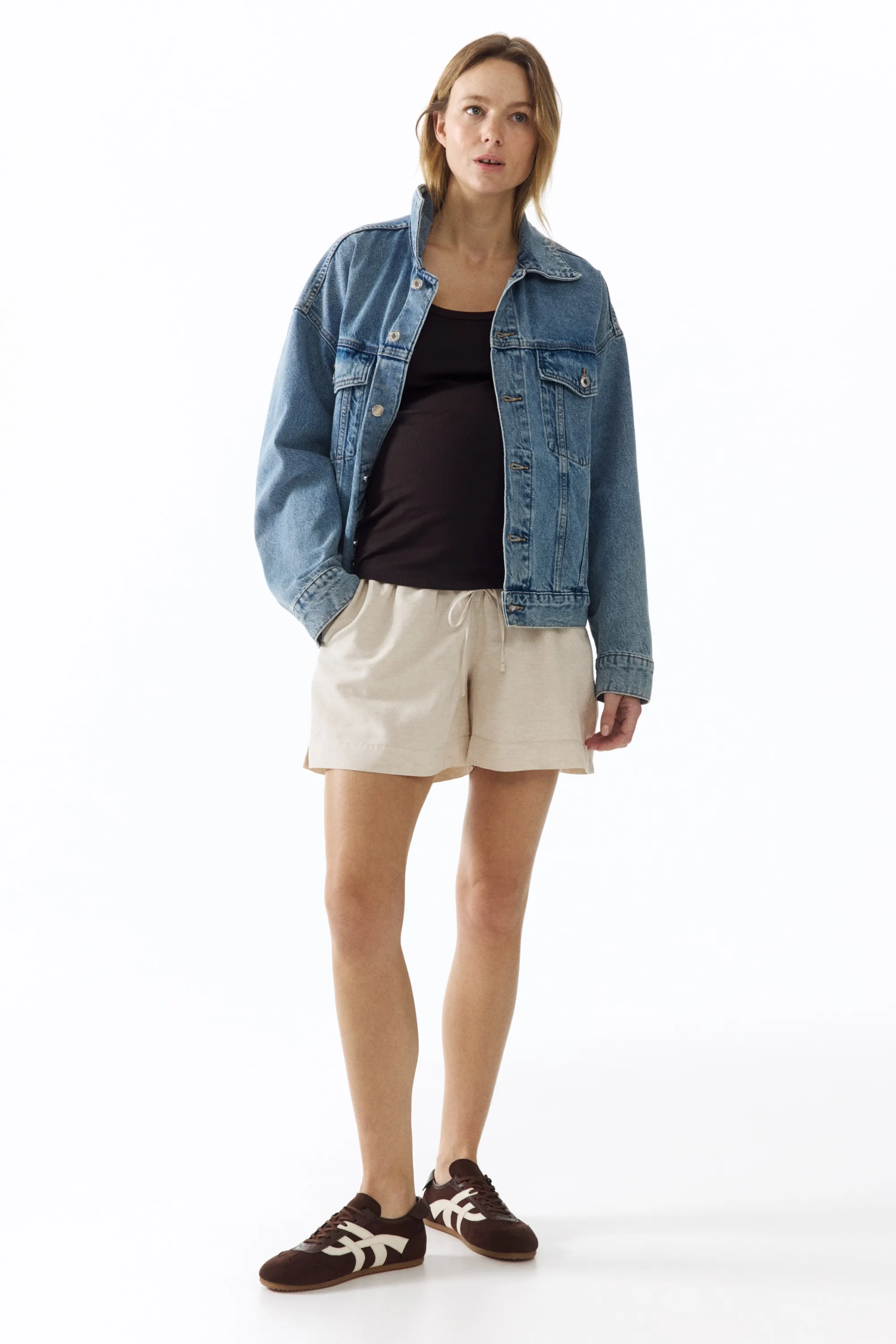 MAMA Short en lin mélangé - Beige clair