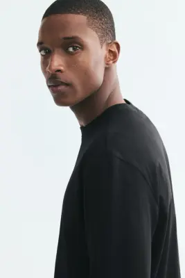 T-shirt Regular Fit en jersey - Noir — photo 3