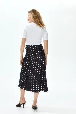 MAMA Slip skirt en satin - Noir/pois — photo 5