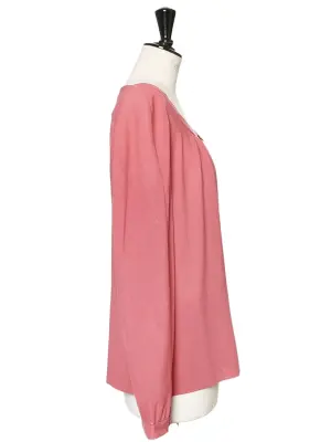 Chemise légère manches longues en laine rose framboise Px boutique 650€ Taille 38 — photo 4