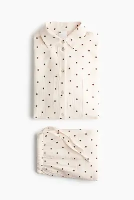 MAMA Pyjama en mousseline Before & After - Crème/pois — photo 3