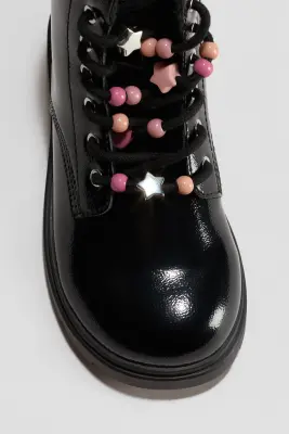Bottines à lacets chaudement doublées - Noir — photo 2