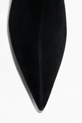 Bottines chaussettes en cuir - Noir — photo 3