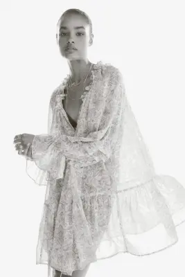 Robe tunique oversize - Beige clair/motif cachemire — photo 1