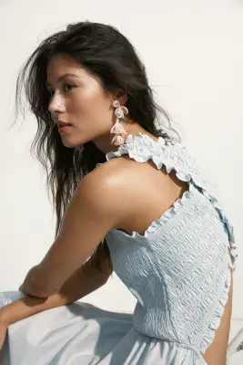 Robe smockée en popeline - Bleu clair — photo 3