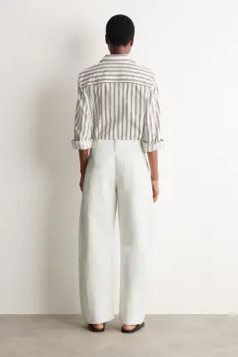 PANTALON BARREL EN DENIM - BLANC — photo 3