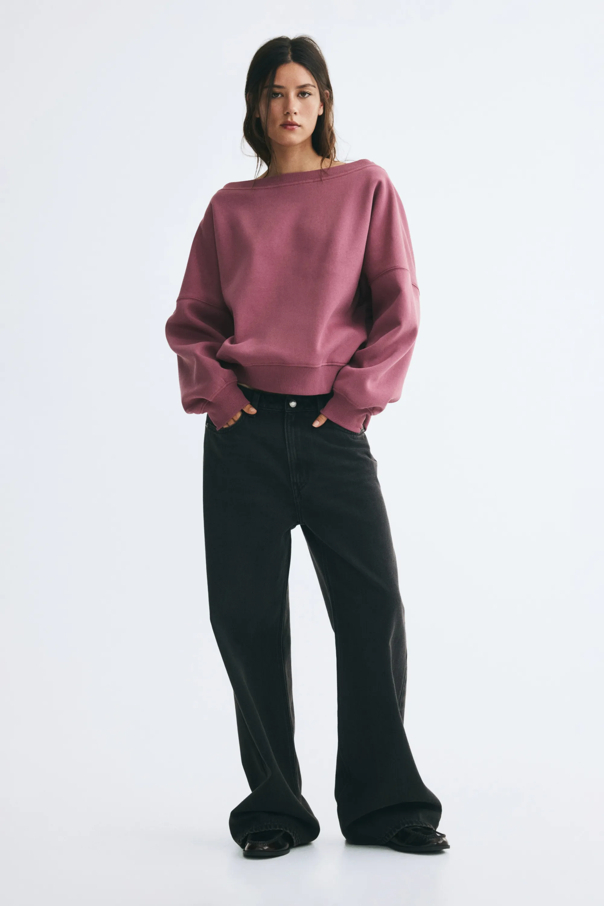 Sweat épaules nues - Rose ancien foncé