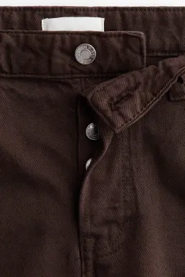 Short en denim avec bords à cru - Marron foncé — photo 3