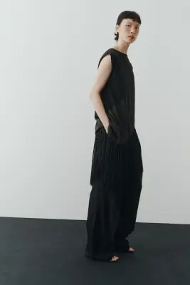 Pantalon chic en lin mélangé - Noir — photo 4