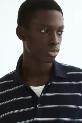 Polo Regular Fit - Bleu foncé/rayé — photo 2