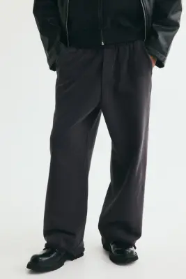 Pantalon Relaxed Fit en molleton de coton - Noir délavé — photo 1