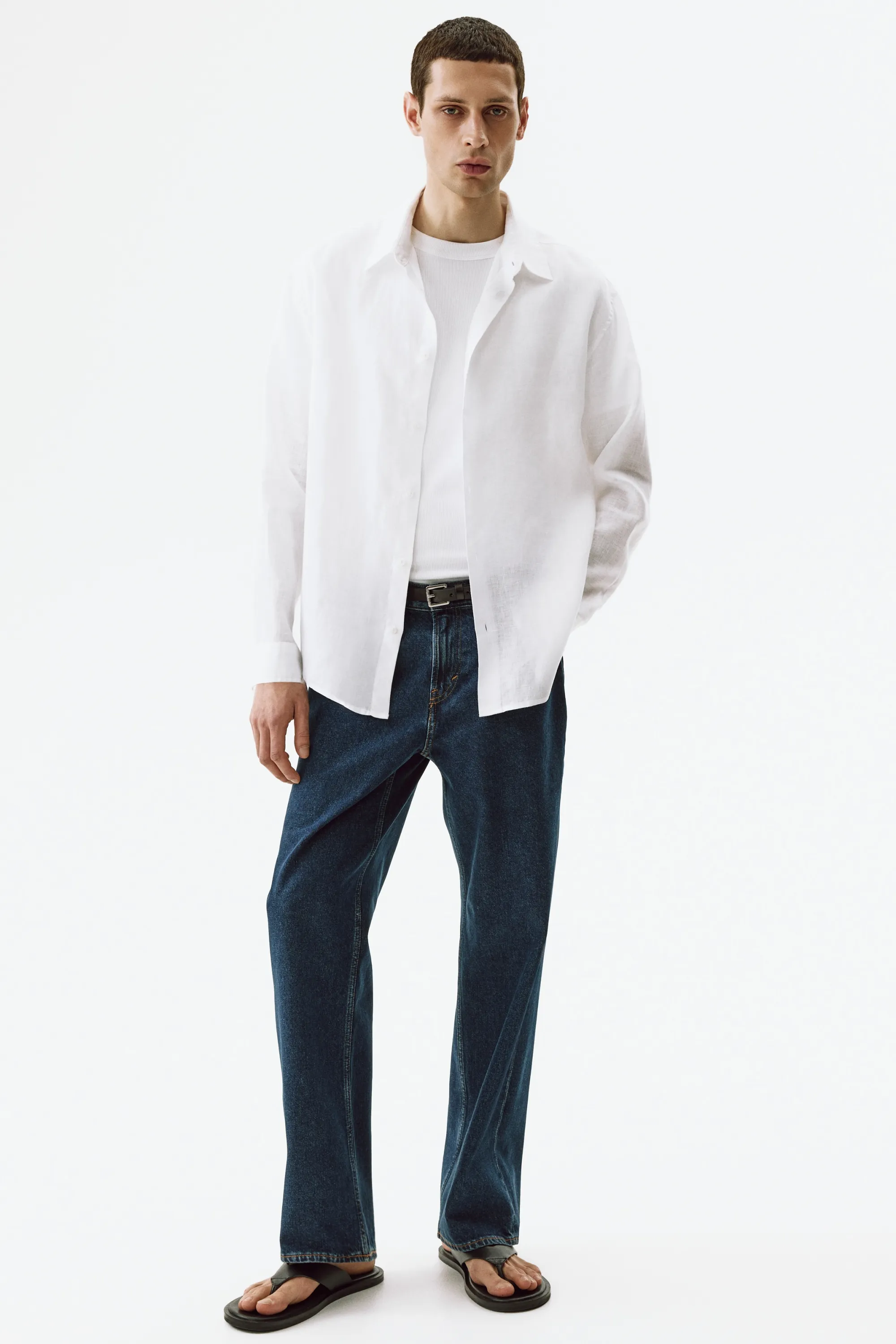 Chemise Relaxed Fit en lin - Blanc