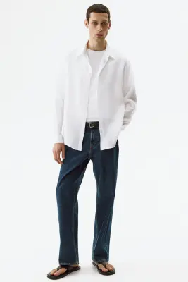 Chemise Relaxed Fit en lin - Blanc — photo 1