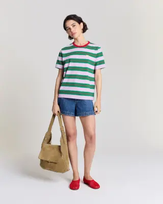 Tee Shirt Bree rayures marine et violet — photo 2
