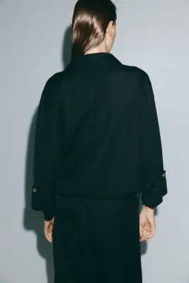 Chemise popover en piqué - Noir — photo 3