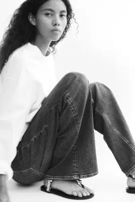 Wide High Waist Jeans - Bleu denim — photo 2