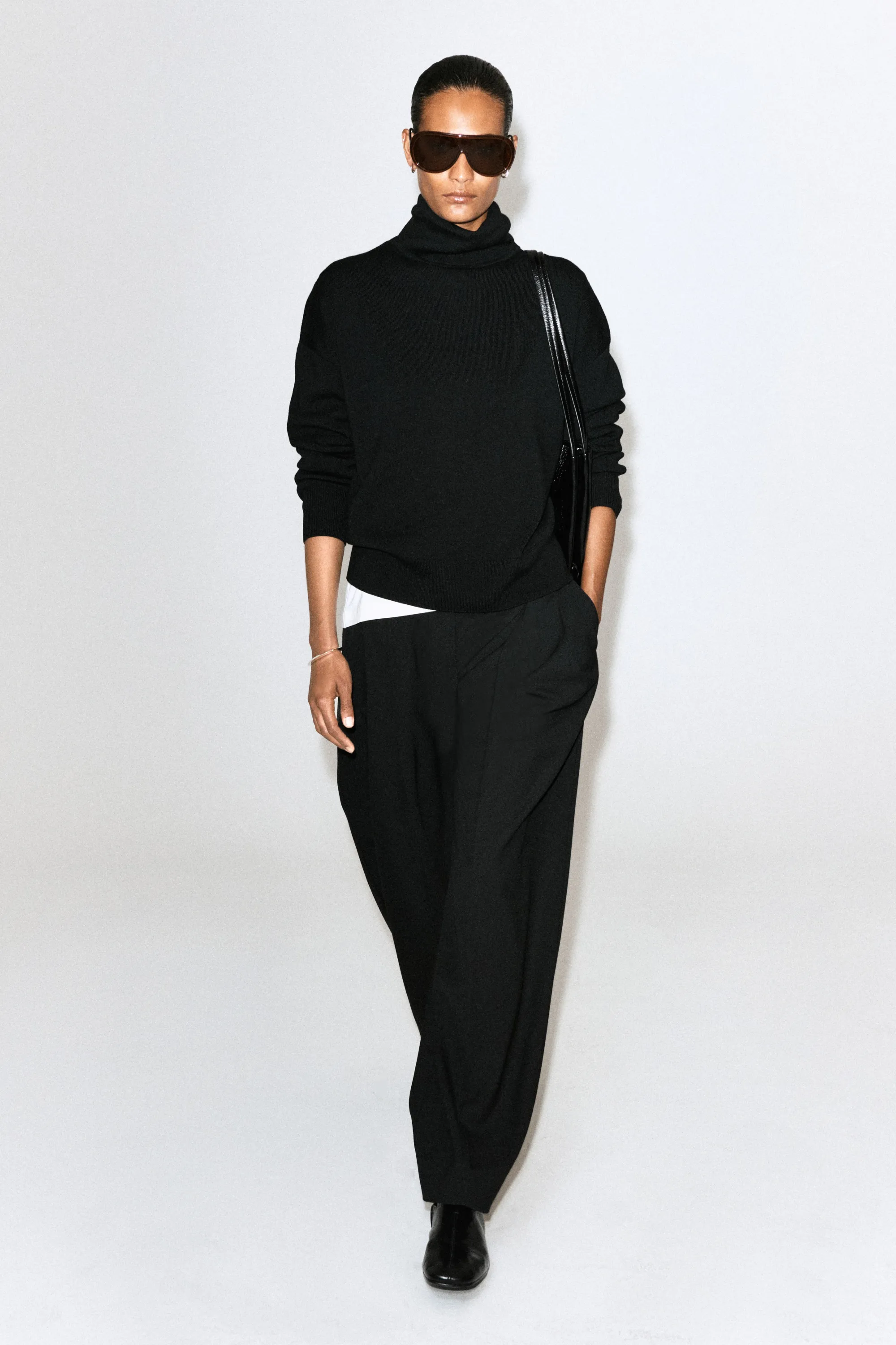 PULL COL ROULÉ LAINE MÉRINOS - NOIR